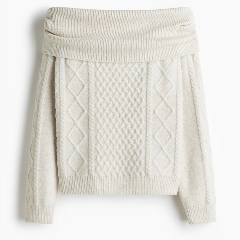 H&M Cream Off-the-Shoulder Sweater